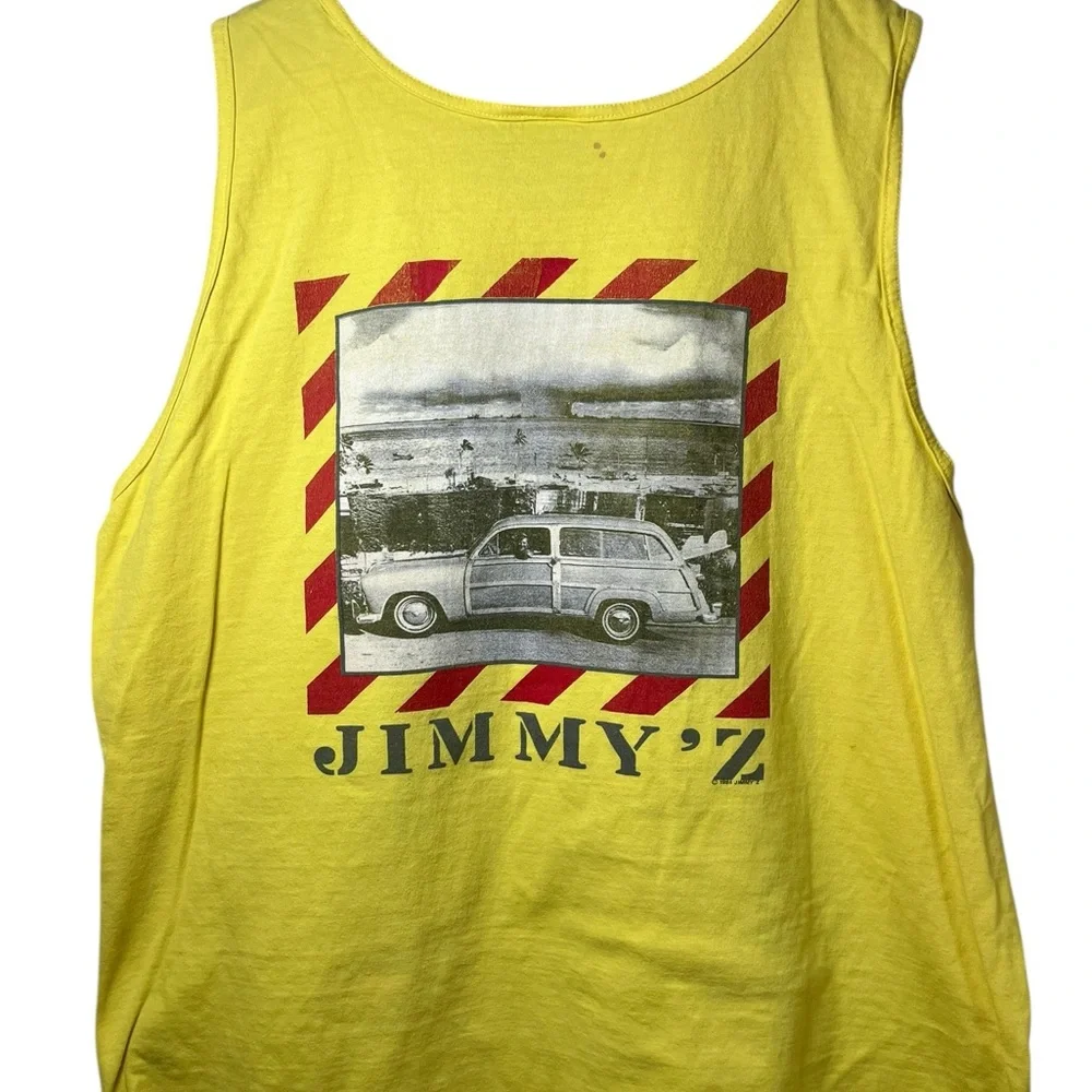 Rare 1984 JIMMY Z CLOTHING COMPANY Bright Neon Yellow Tank XL 90s Skate Grail - Picture 5 of 6